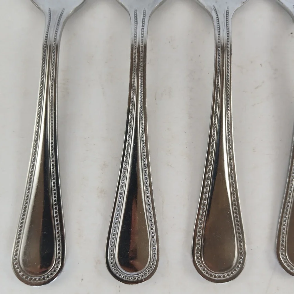 Gibson BEADED Stainless Flatware - Set of 5 Place Oval Teaspoon Glossy